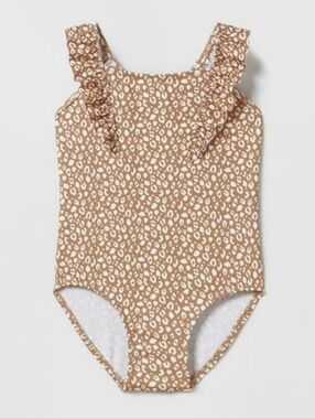 Zara Animal Print One-piece Swimsuit Brown 2-3 Years